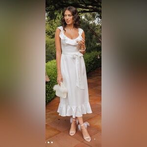 NWT Alexis Midi Dress ivory luxe satin Medium